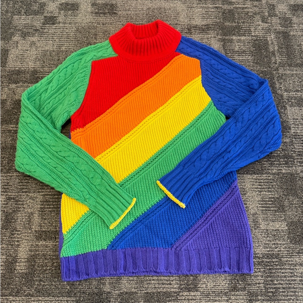 Burberry Multicolor Cable-Knit Turtleneck Sweater it’s a men’s XS EUC - Picture 7 of 11